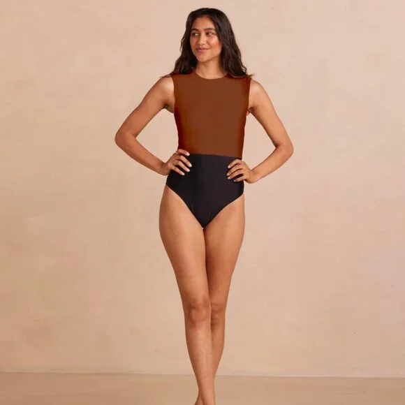 SOLD NWT Summersalt The Surf Swimsuit Amber and Sea Urchin Brown and Black 10 - Picture 1 of 8